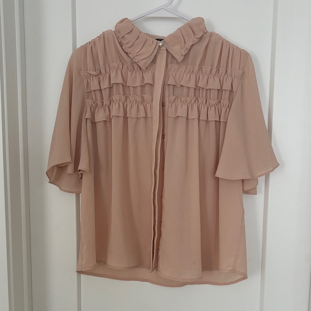 Women’s Ruffle Button-Front Blouse - Blush